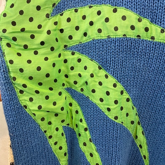 VINTAGE SPANNER | Funky palm tree knit sweater with silk palm tree | Size medium - Picture 6 of 10